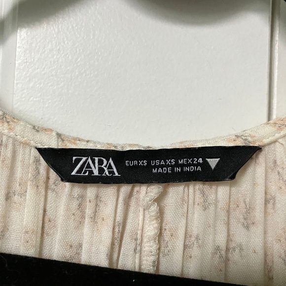 ZARA Floral Printed Muslin Midi Prairie Cottage Dress Ecru Beige - Picture 4 of 9